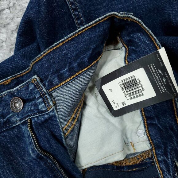 Levi's Premium Ankle Column Denim Midi Jean Skirt Size 24 Dark Wash Blue - Picture 5 of 10